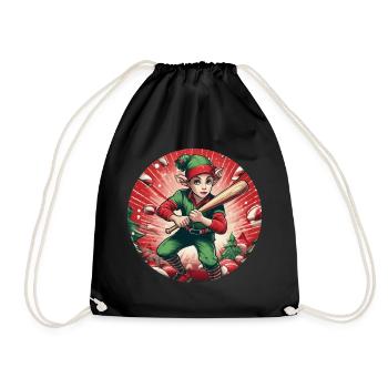 Christmas Elf baseball - Drawstring Bag - black - Front