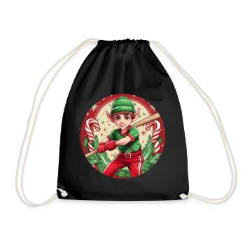 Christmas Elf baseball - Drawstring Bag - black - Front
