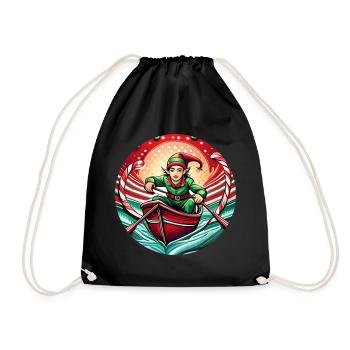 Aviron de lutin de Noël - Sac de sport léger - noir - Devant