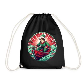 Aviron de lutin de Noël - Sac de sport léger - noir - Devant