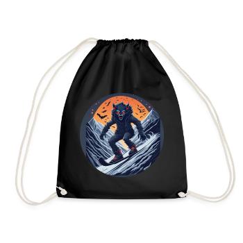 Gruseliges Halloween-partykostüm Werwolf-snowboard - Drawstring Bag - black - Front