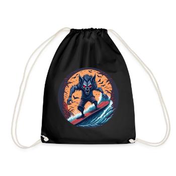 Creepy Halloween party costume werewolf at the - Drawstring Bag - black - Front