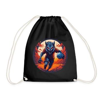 Spooky Halloween party costume werewolf handball - Drawstring Bag - black - Front