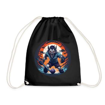 Spooky Halloween party costume werewolf field - Drawstring Bag - black - Front