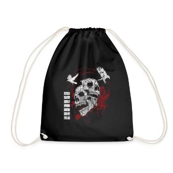 Tattoo Cool Raven Trash - Drawstring Bag - black - Front