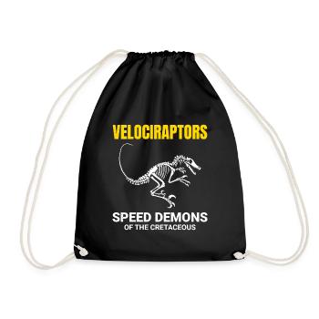 Velociraptor Dinosaur Dino Fossil Hunting - Drawstring Bag - black - Front