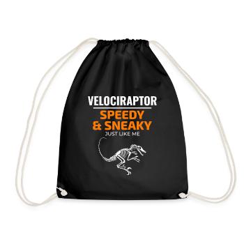 Velociraptor Dinosaur Dino Fossil Hunting - Drawstring Bag - black - Front