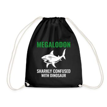 Megalodon Dinosaur Dino Paleontologist Fish Fossil - Drawstring Bag - black - Front