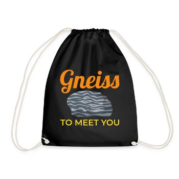 Gneiss Crystal Mineral Collecting Rock Hunting - Drawstring Bag - black - Front