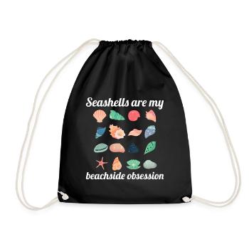 Seashells Collector Beachcomber Sea Shell Ocean - Drawstring Bag - black - Front