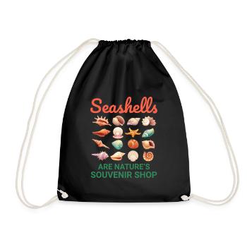 Seashells Collector Beachcomber Sea Shell Ocean - Drawstring Bag - black - Front