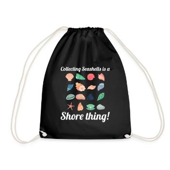 Seashells Collector Beachcomber Sea Shell Ocean - Drawstring Bag - black - Front
