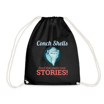 Conch Seashells Collector Beachcomber Sea Shell - Drawstring Bag - black - Front