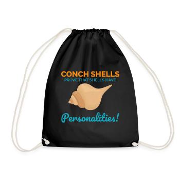 Conch Seashells Collector Beachcomber Sea Shell - Drawstring Bag - black - Front