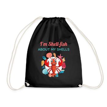 Seashells Collector Beachcomber Sea Shell Ocean - Drawstring Bag - black - Front