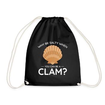Clam Shell Seashells Collector Beachcomber Beach - Drawstring Bag - black - Front