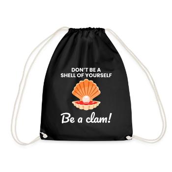 Clam Shell Seashells Collector Beachcomber Beach - Drawstring Bag - black - Front