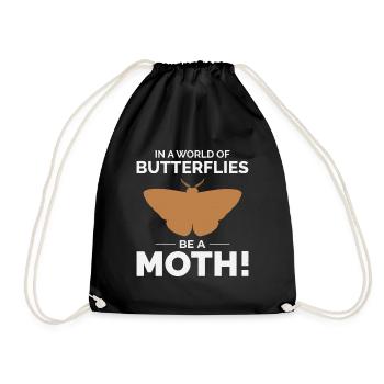 Moth Nocturnal Animal Insect Collector Entomology - Drawstring Bag - black - Front