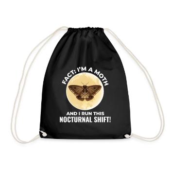 Moth Nocturnal Animal Insect Collector Entomology - Drawstring Bag - black - Front