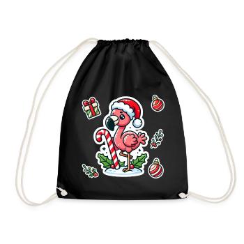 Festive Flamingo Fun - Turnbeutel - Schwarz - Vorne