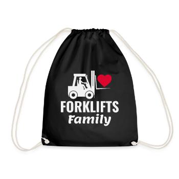 Forklift Operator Heavy Equipment Driver Family - Drawstring Bag - black - Front