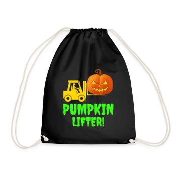 Halloween Forklift Operator Pumpkin Lifter - Drawstring Bag - black - Front