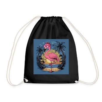 Flamingo Pink Animal Funny Summer - Drawstring Bag - black - Front