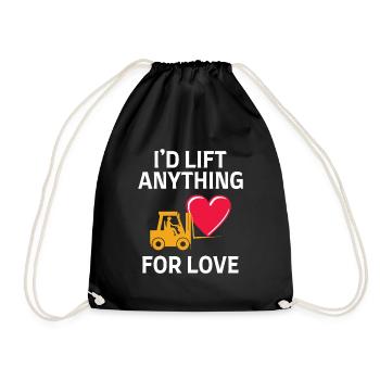 Forklift Operator Driver Valentine’s Day Funny - Drawstring Bag - black - Front