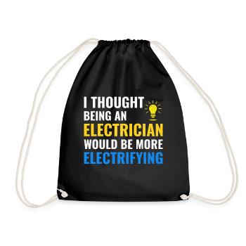 Electrician Humor Electrical Technician Engineer - Drawstring Bag - black - Front