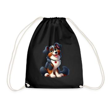 Border Collie 3 - Turnbeutel - Schwarz - Vorne