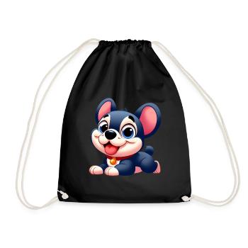 French Bulldog 7 - Drawstring Bag - black - Front