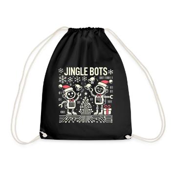 Jingle Bots - Christmas Robots with Binary Code - Drawstring Bag - black - Front