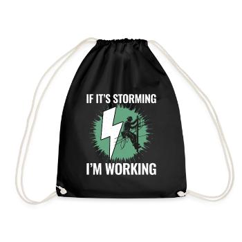 Lineman Storm Work Brave Dedicated Hero - Drawstring Bag - black - Front