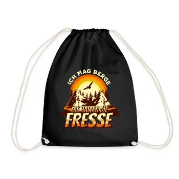 I like mountains that keep their mouths shut Hiking motif - Drawstring Bag - black - Front