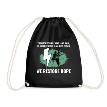 Lineman Storm Wind Rain Hope Power Restoration - Drawstring Bag - black - Front