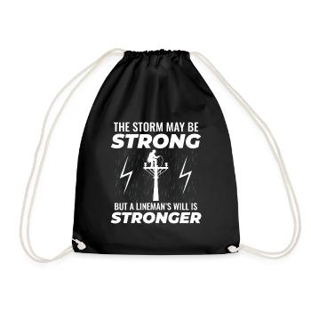 Lineman Strong Storm Will Power Grid Hero - Drawstring Bag - black - Front