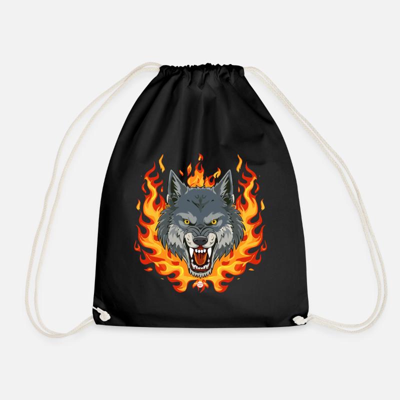 02 Wolf Feuer Flammen - Turnbeutel - Schwarz
