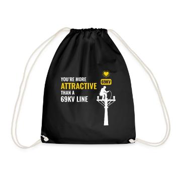 Lineman Valentine 69kV Line Attraction Humor Love - Drawstring Bag - black - Front