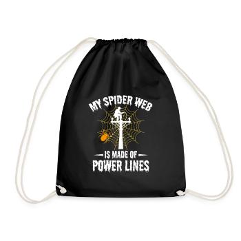Lineman Halloween Spider Web Power Lines Spooky - Drawstring Bag - black - Front