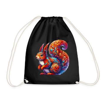 Squirrel - Drawstring Bag - black - Front