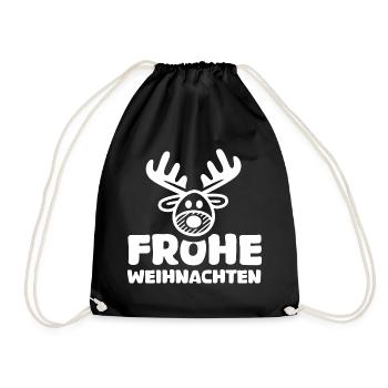 Frohe Weihnachten Rentier Elch comic cartoon Logo - Turnbeutel - Schwarz - Vorne