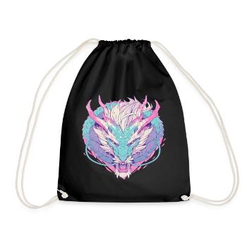 Tête de dragon en style pop art couleurs pastel - Sac de sport léger - noir - Devant