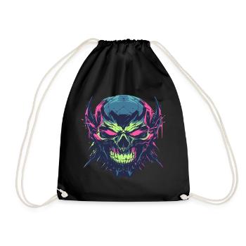 A furious skeleton with colorful graphics - Drawstring Bag - black - Front