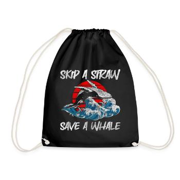 Orca Humpback Whale Species Conservation Fish - Drawstring Bag - black - Front