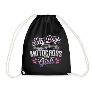 Girl Power auf der Motocross-Strecke - Turnbeutel - Schwarz - Vorne