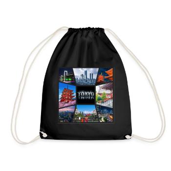 Tokyo Japan Asia Collage Skyline City Metropolis - Drawstring Bag - black - Front