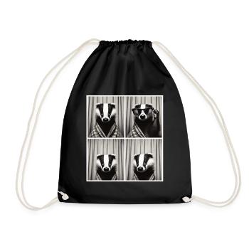 Vintage Photo Strip: Badger with Sunglasses - Drawstring Bag - black - Front
