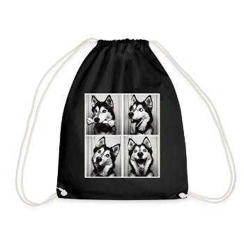 Funny Husky Photo Box - Chemise de chien vintage - Sac de sport léger - noir - Devant