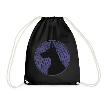 Dobermann Hund logo illustration - Turnbeutel - Schwarz - Vorne