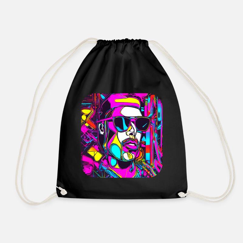 Neon Style UV Glow Party Trend - Turnbeutel - Schwarz
